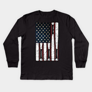 American Flag Baseball Apparel 4th Of July Kids Long Sleeve T-Shirt